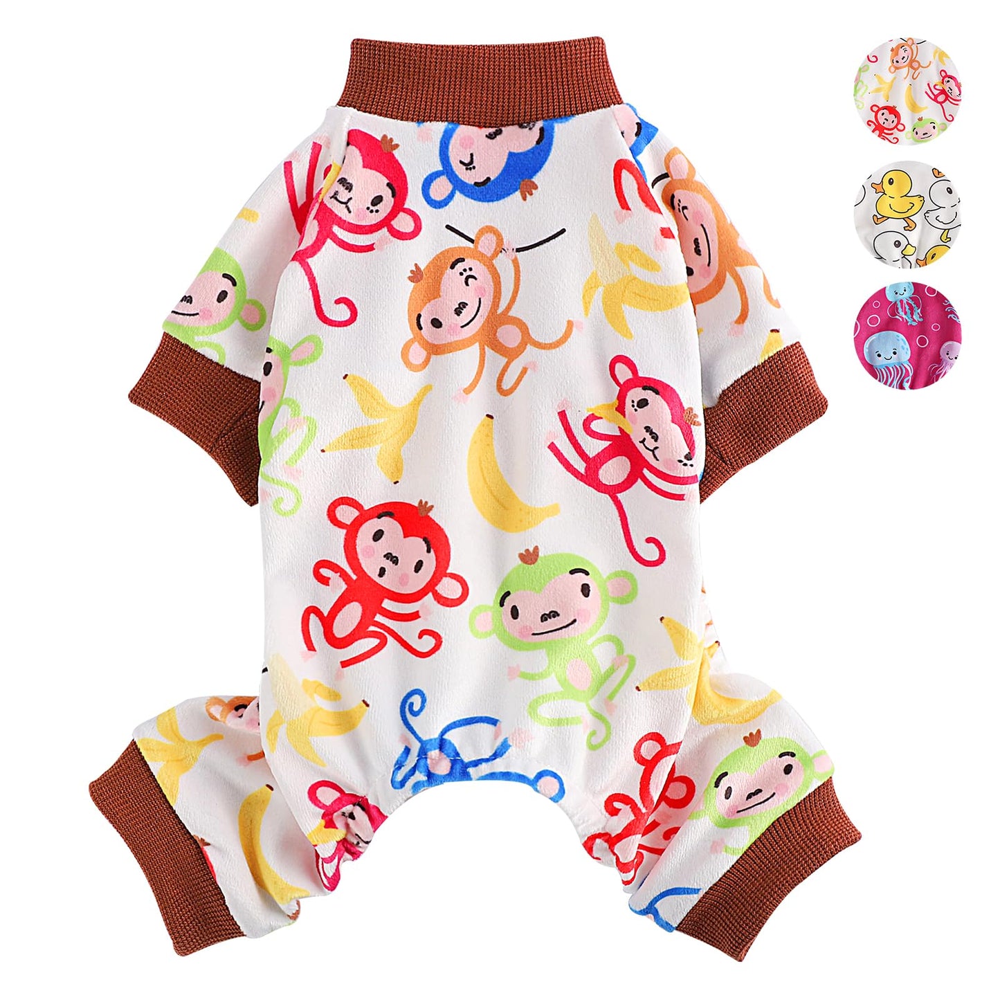 Dog Pajamas Small Size Dog Yorkie Pajamas Chihuahua PjsStretchable Monkey Design Pet Apparel Dog Clothes for Teacup Sleepwear for Small Dogs Puppy Clothes Dog Jumpsuit (Monkey X-Small)