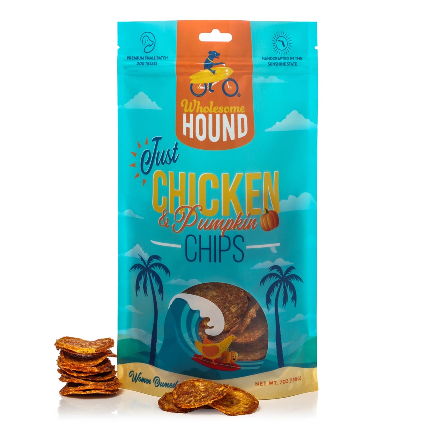 Just Chicken & Pumpkin Chips | Two Premium Ingredient & Healthy Dog Treats | All Natural Dog Treats | Dog Training Treats for Small Medium and Large Dog Breeds | Chicken Chips Made in USA - 7oz