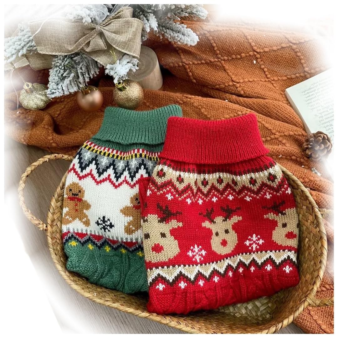 Loyanyy Dog Sweater Soft Warm Dog Clothes Knitted Cat Sweater Classic Thick Pet Pullover Cute Winter Dog Sweatersfor Winter Puppy Kitten Sweater Green Small
