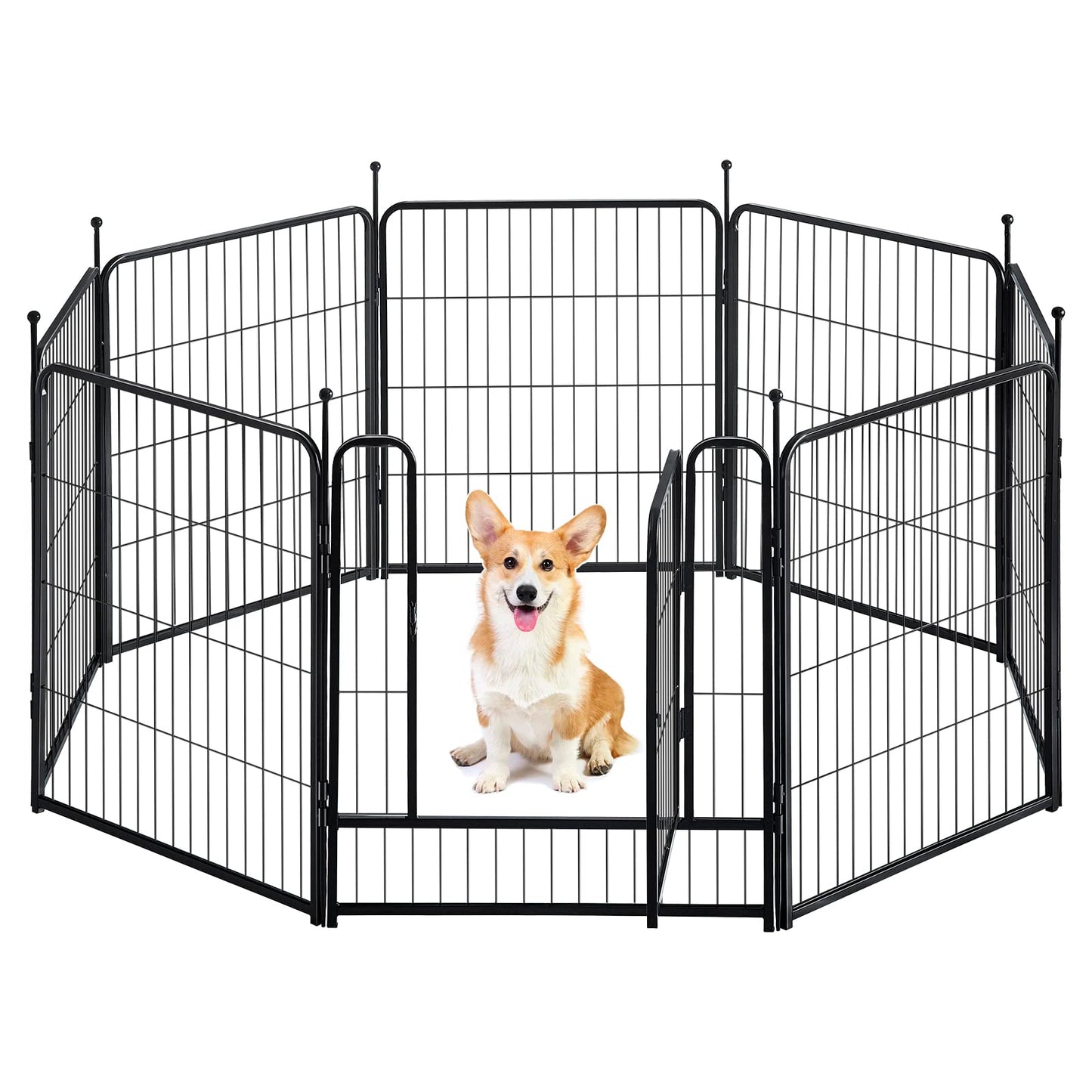 GDKASRNY Dog Playpen Portable Exercise Fence Heavy Duty Metal Pet Playpen Indoor Outdoor Pet Playpen for Small Medium Large Dogs - RV Camping Pen(Jet Black) (8 Panels 32 inch)