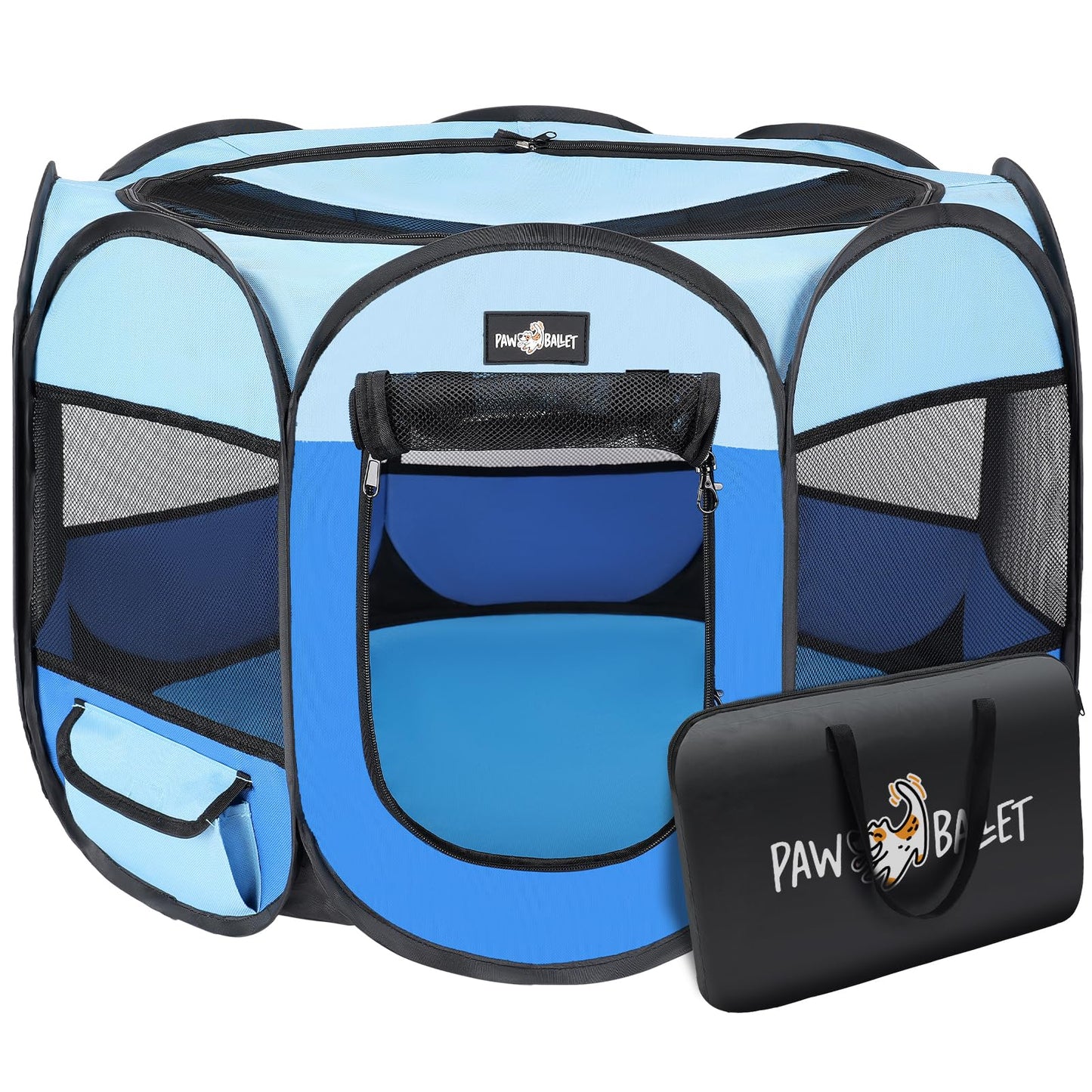 Paw Ballet Foldable Pet Cat Playpen Portable Pet Dog Playpen for Small Dog Cat Puppy Kitten Playpen with Free Carrying Case & Waterproof Pad Pop up Pet Playpen for Indoor Outdoor Use