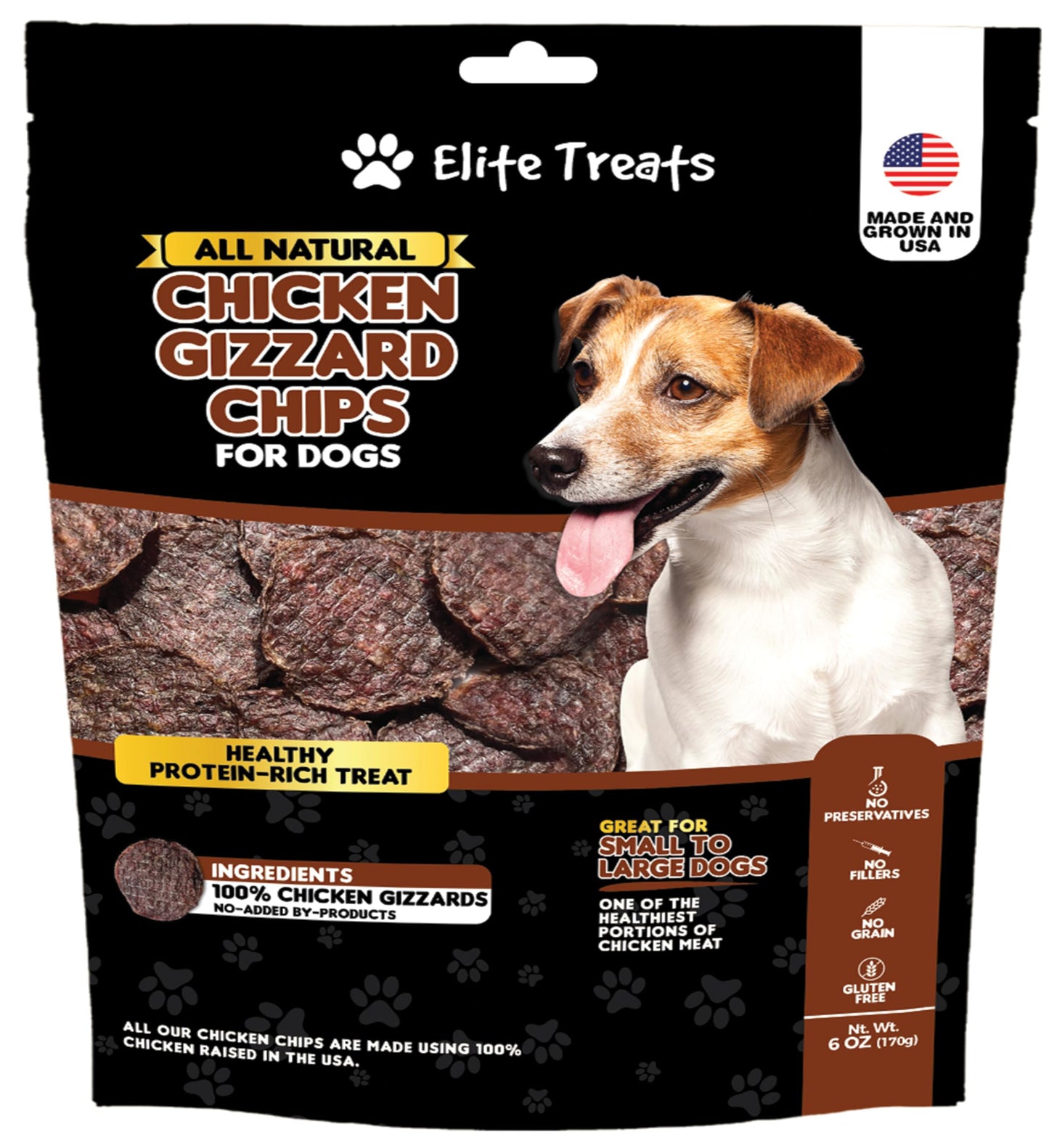 Chicken Gizzard Chips: Dogs All Natural Training Treats | Made in USA | Single Ingredient | Healthy Treats | for Puppies Small Medium & Large Breeds (Chicken Gizzard Chips 6 oz)