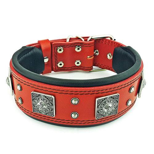 Bestia Eros Collar Red for Big Dogs. 2.5 inch Wide & Soft Padded