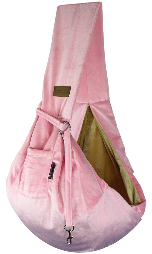 Parisian Pet Dog Sling - Pink Puppy Carrier Sling - Adjustable Shoulder Straps Pet Bag Sling - Soft Polyester Dog Carrying Sling - Dog Sling Carrier - Dog Carrying Front Pouch for Small Medium Dogs