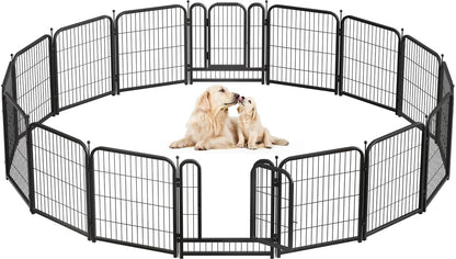 Petorldog Dog Playpen 8/16 Panels 32" Height Heavy Duty Dog Fence Puppy Pen for Large Medium Small Dogs Indoor Outdoor Foldable Pet Exercise Pen
