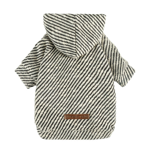 Fitwarm Sliver Striped Dog Hoodie Doggy Winter Clothes for Small Dogs Boy Girl Dog Sweatshirt with Hood Lightweight Pet Hoodie Silver Black XS