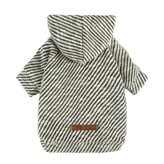 Fitwarm Sliver Striped Dog Hoodie Doggy Winter Clothes for Small Dogs Boy Girl Dog Sweatshirt with Hood Lightweight Pet Hoodie Silver Black XS