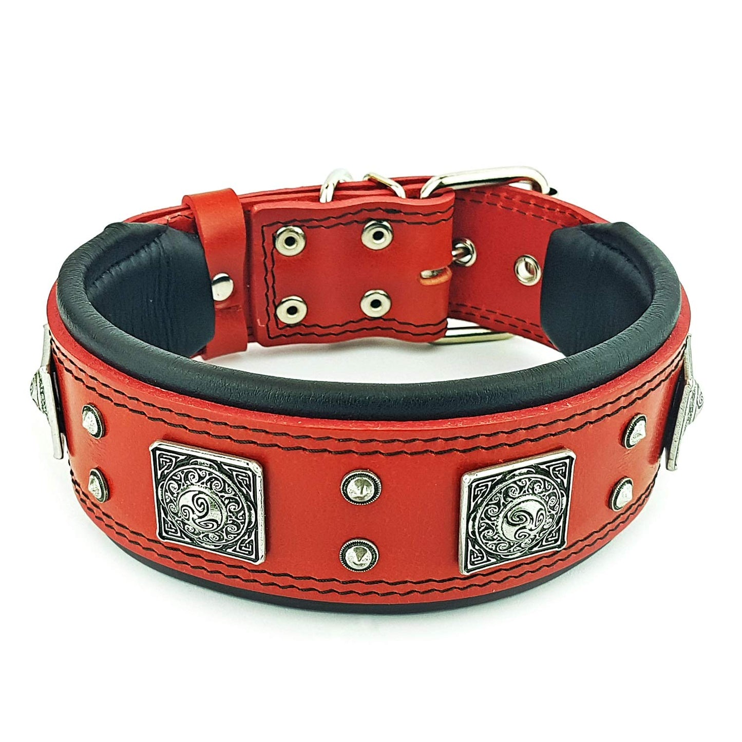 Bestia Eros Collar Red for Big Dogs. 2.5 inch Wide & Soft Padded