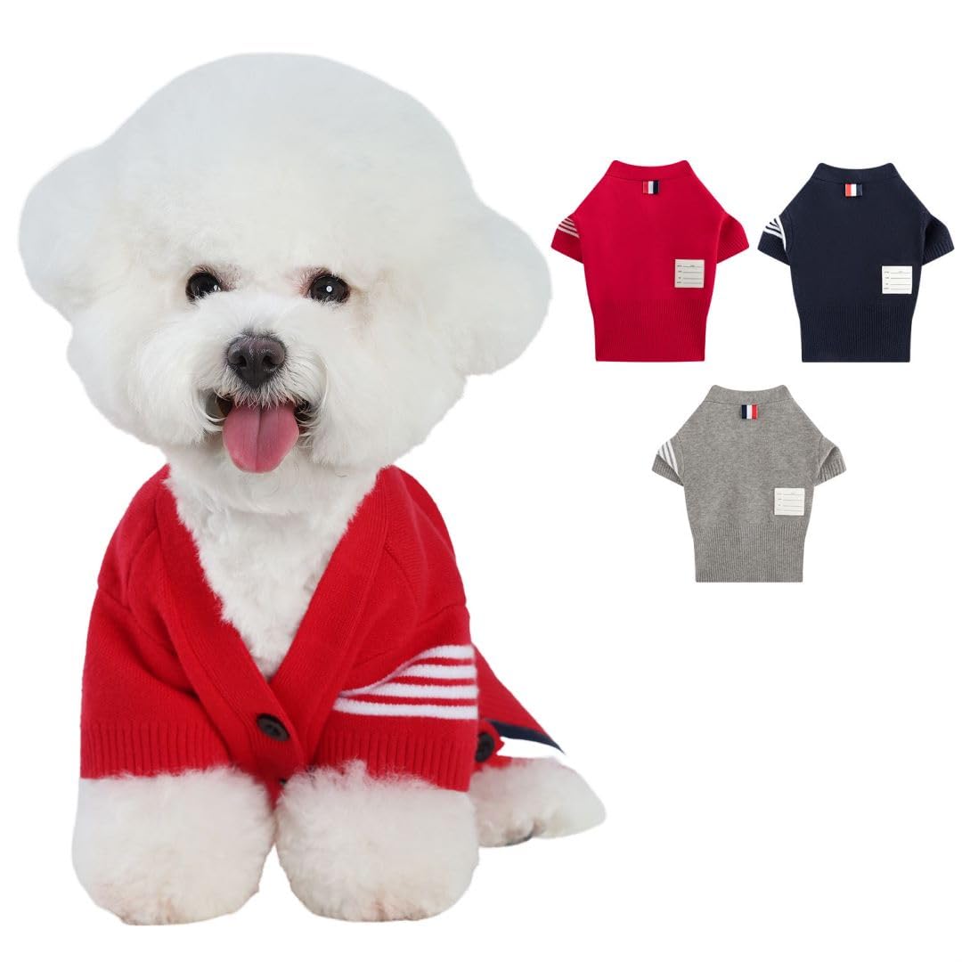 PINA Dog Sweater Dog Cardigan Sweater Knitted Dog Sweater Classic Warm Windproof Puppy Sweater Winter Clothes for Small Medium Large Dogs