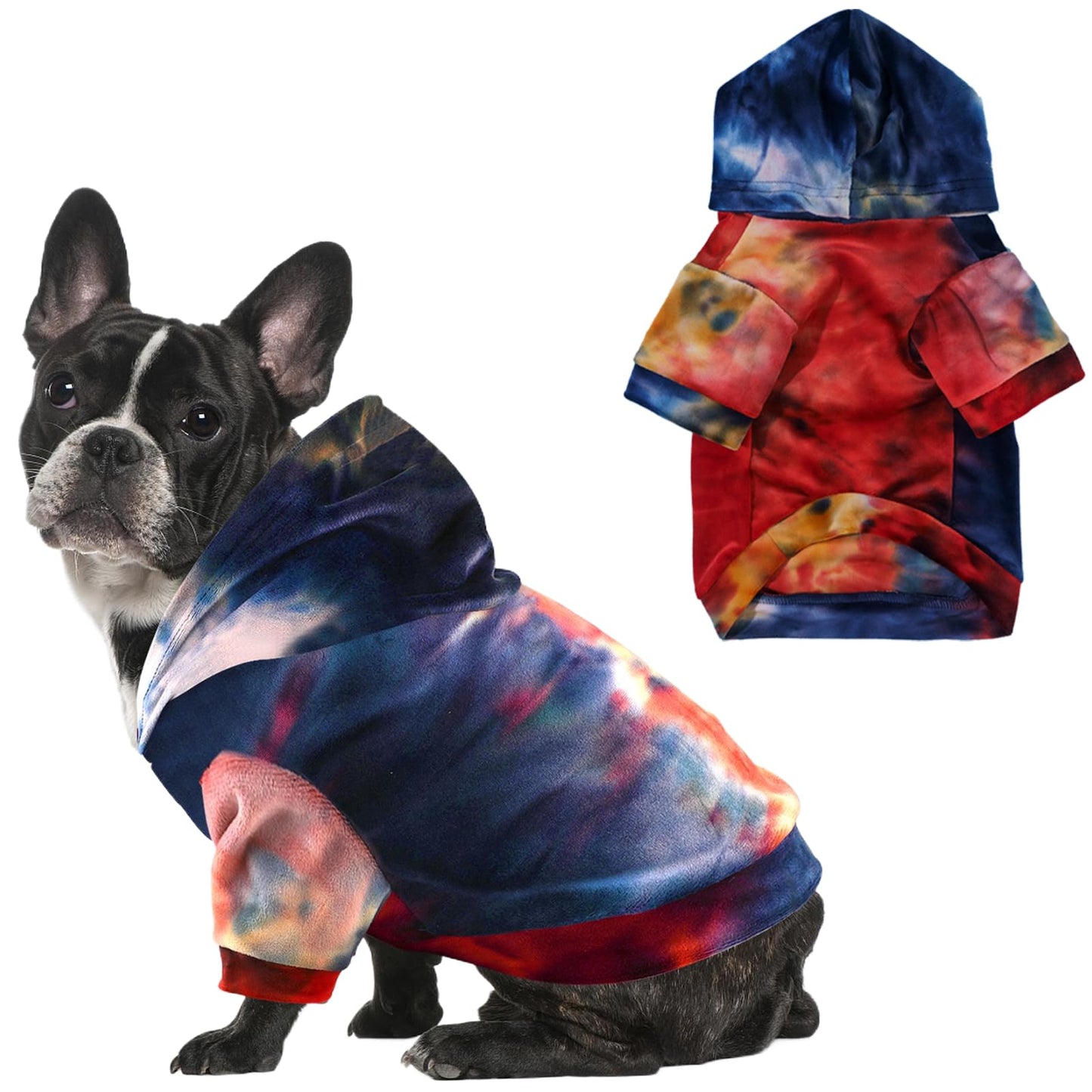 Mklhgty Tie Dye Dog Hoodie Puppy Sweater Sweatshirt Cold Weather Coat Pet Clothes for Dog Cat