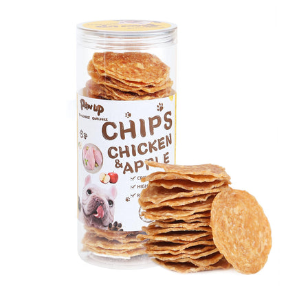 PAWUP Dog Treats Chicken Apple Chips Crunchy Health Jerky for Dogs High Protein Natural Snacks for Small Medium Large Dogs 8.8 oz