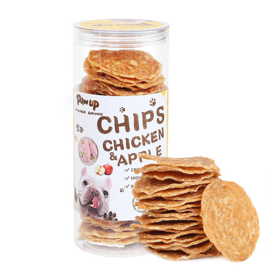 PAWUP Dog Treats Chicken Apple Chips Crunchy Health Jerky for Dogs High Protein Natural Snacks for Small Medium Large Dogs 8.8 oz