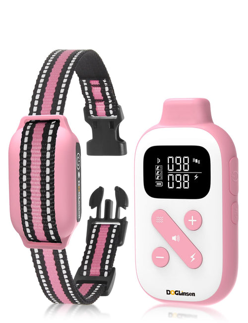 DOGLinsen 2-in-1 Bark and Shock Collar for Dogs Smart Anti Barking Dog Training Collar with 5 Adjustable Sensitivity Automatic Bark Collar with Remote Vibration Beep Shock and Automatic