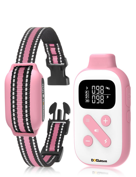 DOGLinsen 2-in-1 Bark and Shock Collar for Dogs Smart Anti Barking Dog Training Collar with 5 Adjustable Sensitivity Automatic Bark Collar with Remote Vibration Beep Shock and Automatic