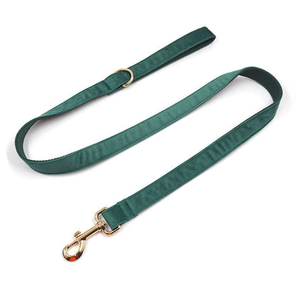 Green Velvet Dog Collar and Leash Set