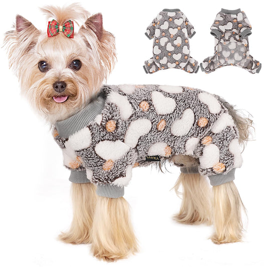 Small Dog Pajamas Dog Sweater Pet Dog Pajamass Jammies Dog Clothes for Small Dogs Female Male Winter Doggie Pjs Doggy Puppy Pajamas for Small Dogs Girl (Grey Small