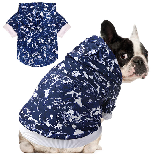 BAEJMJK Dog Tie Dye Hoodie for Medium Large Dogs Soft Dog Sweater Hoodie Pet Clothes Sweatshirt Dog Hooded Outfits (Dark BlueXX-Large)