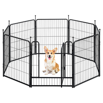 GDKASRNY Dog Playpen Portable Exercise Fence Heavy Duty Metal Pet Playpen Indoor Outdoor Pet Playpen for Small Medium Large Dogs - RV Camping Pen（Jet Black） (8 Panels 32 inch)