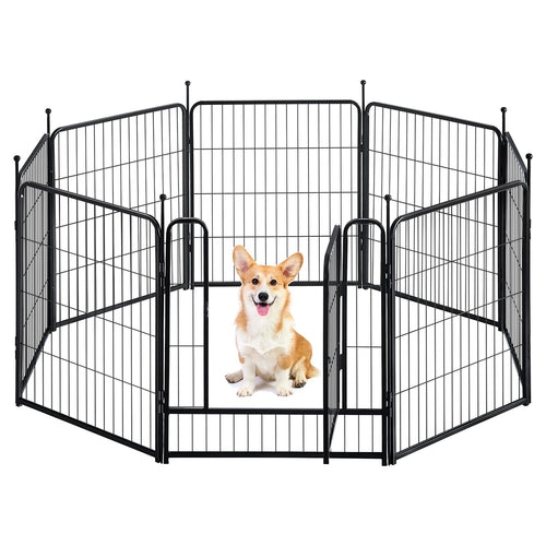 GDKASRNY Dog Playpen Portable Exercise Fence Heavy Duty Metal Pet Playpen Indoor Outdoor Pet Playpen for Small Medium Large Dogs - RV Camping Pen（Jet Black） (8 Panels 32 inch)