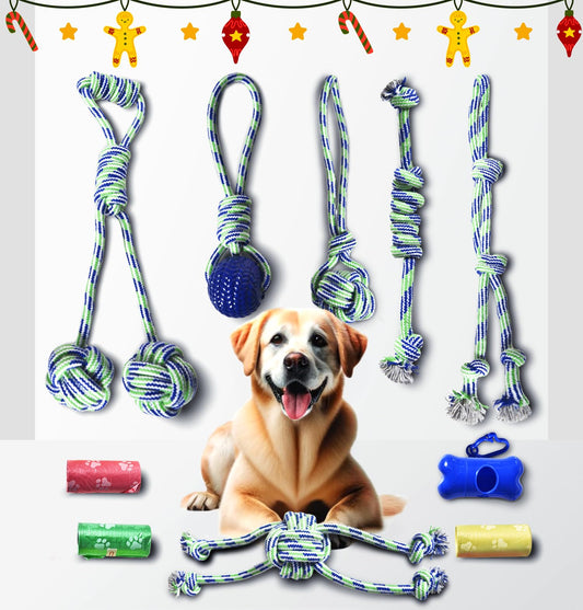 Stride Dog Chew Toys Pack of 10 Cute Dog Rope Toys with Soft Rubber Small & Medium Dogs Interactive Dogs Toys for Boredom & Anxiety Dog Teething Toy Small Dog Toys Keeps Dogs Busy for Hours