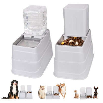 GOYJOY Cat Feeder and Water Dispenser Set(4L) 3 Height Adjustable Raised Automatic Dog Feeder and Dog Water Dispenser for Dogs Cats Petswith 2 Stainless Steel Bowls Non-Slip Bottom Large Capacity