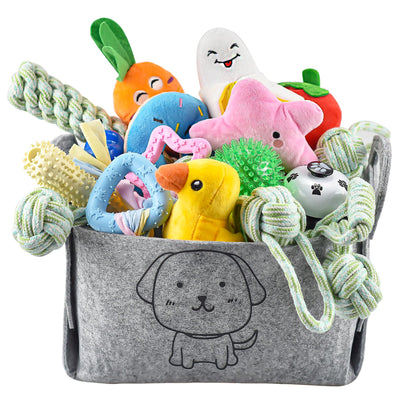 LECHONG 24-Pack Puppy Toys Set Small Dog Toys Puppy Teething Toys with A Storage Box Puppy Rope Toy Puppy Chew Toy Dog Toys for Small and Medium Dogs Playing and Training
