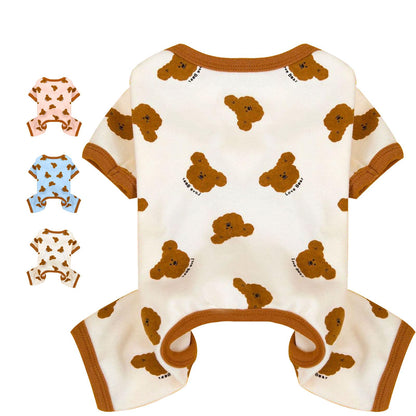 Dog Pajamas Small Sized Dog Onesie Clothes Soft Stretchy Puppy Pajamas for Small Dogs Cats Girl Pet Costume Cute Bear Printed Dog Pjs Outifts French Bulldog Chihuahua Doggie Clothing