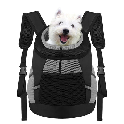 SMONT Dog Backpack Carrier Pet Lightweight Dog Carrier Backpack Small Dog Front Backpack Breathable Dog Carriers for Small Dogs with Safety Belt for Outdoor Hiking Travel Use M (7-14 lbs) Black