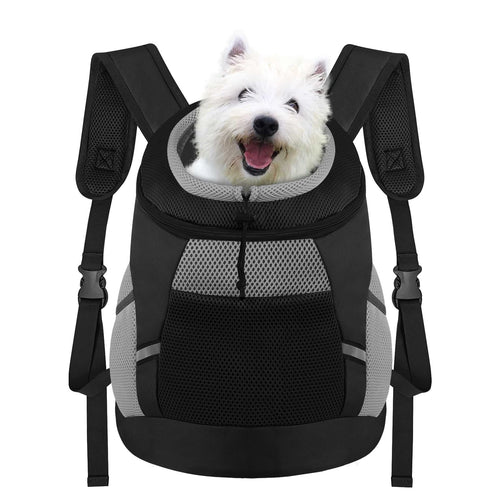 SMONT Dog Backpack Carrier Pet Lightweight Dog Carrier Backpack Small Dog Front Backpack Breathable Dog Carriers for Small Dogs with Safety Belt for Outdoor Hiking Travel Use M (7-14 lbs) Black