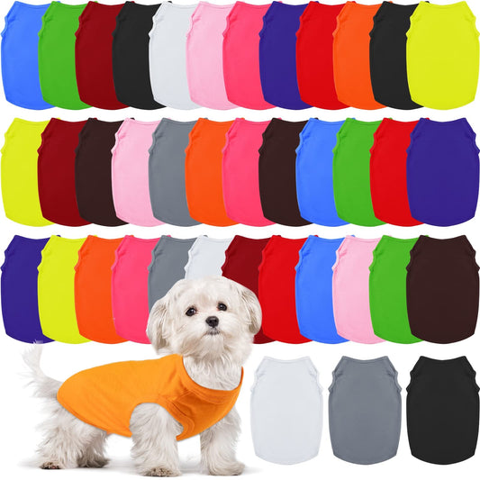 Silkfly 39 Pieces Dog Shirts Clothes Pet Puppy Blank Clothes Summer Soft Dog T Shirt Breathable Plain Puppy Shirt Dog Blank Shirts Costume for Small Medium Large Dog Pet (Small)