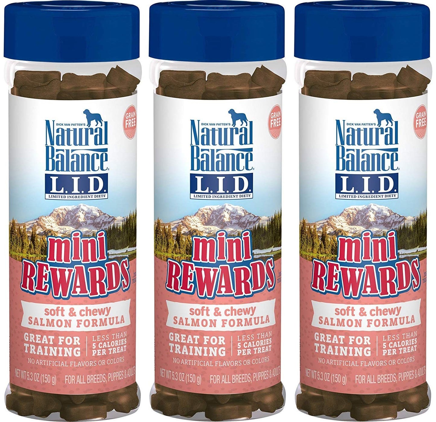 Natural Balance Limited Ingredient Diets Mini Rewards Soft and Chewy Dog Treats (Salmon 3 Pack / 5.3-Ounces Each)