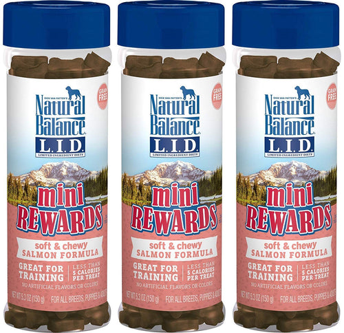 Natural Balance Limited Ingredient Diets Mini Rewards Soft and Chewy Dog Treats (Salmon 3 Pack / 5.3-Ounces Each)