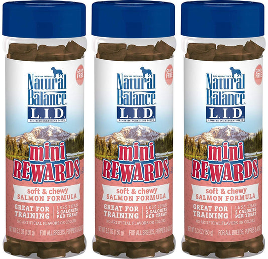 Natural Balance Limited Ingredient Diets Mini Rewards Soft and Chewy Dog Treats (Salmon 3 Pack / 5.3-Ounces Each)