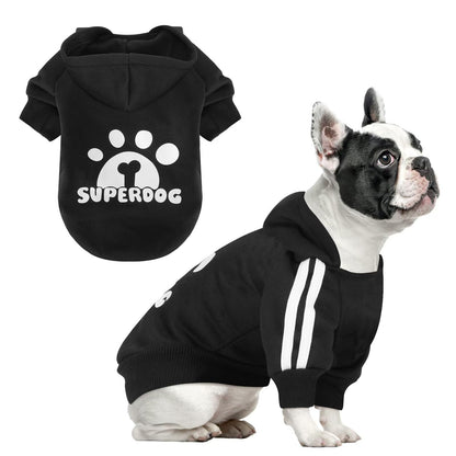 Dog Hoodie with Leash Hole Pet Clothes Puppy Sweatshirt Dog Pullover Stylish Cat Apparel for Small Medium Dogs and Cats (Black X-Small)
