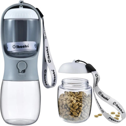 Dog Water & Food Bottle Portable 2in1 Dispenser Filter Leak Proof Travel Hiking
