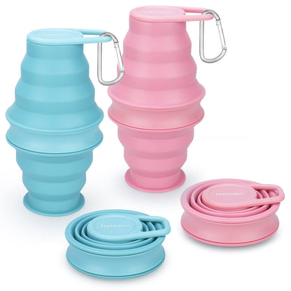 Nefeeko Collapsible Water Bottle2 Pack 17oz Reuseable BPA Free Silicone Foldable Water Bottles for Travel Gym Camping Hiking Portable Leak Proof Sports Water Bottle with Carabiner