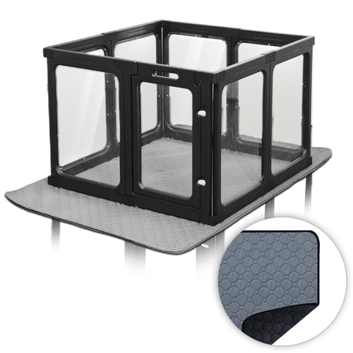 Qoility Clear Acrylic Dog Playpen 8-Panel Pet Playpen with Door Puppy Playpen Indoor Clear Dog Play Pen Easy Install Black