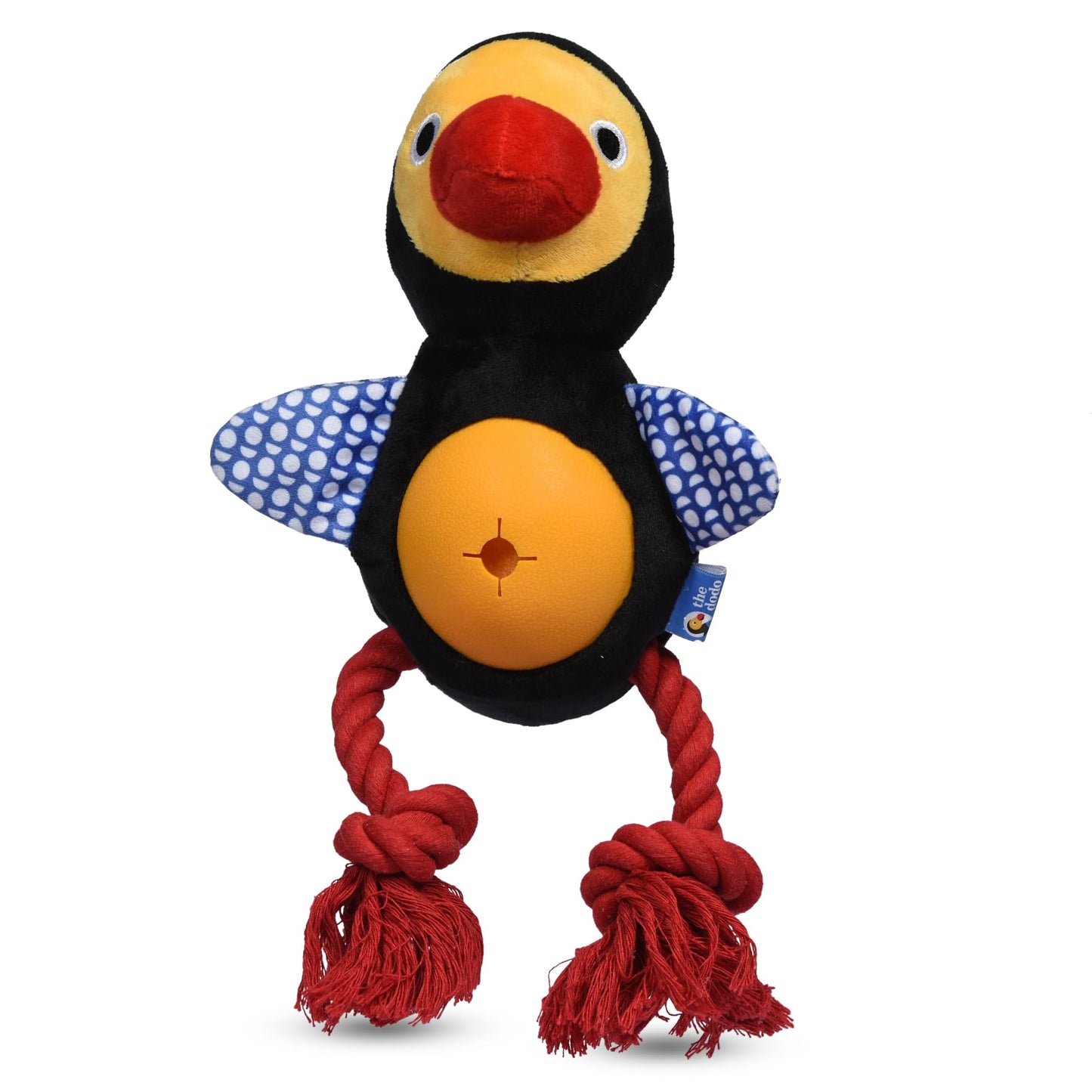 The Dodo Treat Dispensing Toy for Dogs with Rope Legs for Chewing Treat Hide Enrichment Toy; Treat Dispenser Dog Toy; Dodo Bird Dog Toy
