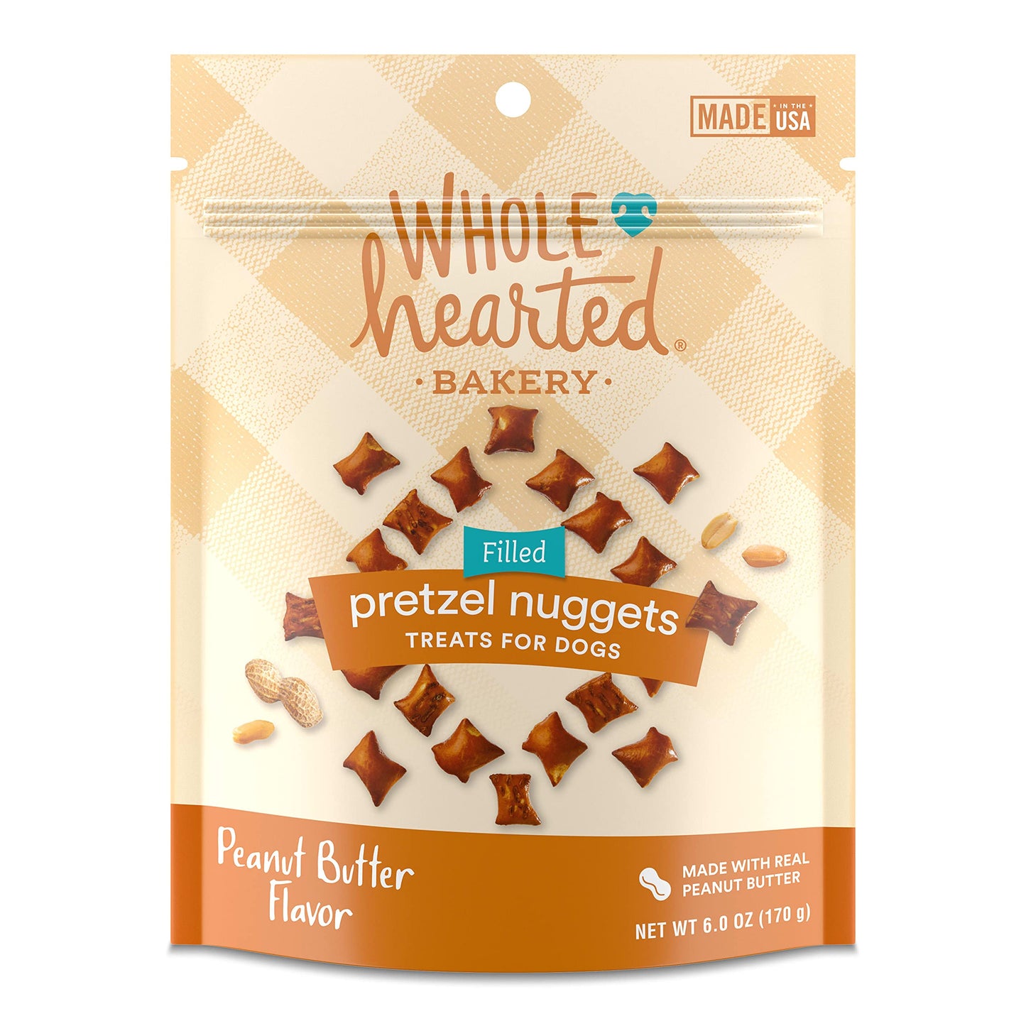 WholeHearted Peanut Butter Flavor Pretzel Nuggets Treats for Dogs 6 oz.