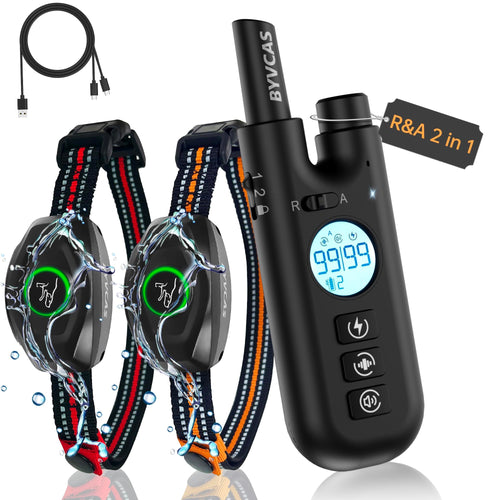 Bark Collar with Remote 2 in 1 Shock Collar for 2 Large Medium Small Dogs(15-120lbs) Anti Barking Dog Training Collar Beep/Shock/Vibration(0-99) 1300Ft Rechargeable IP67 Waterproof Smart E Collar