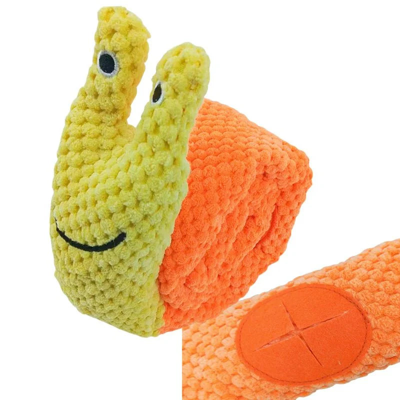 Interactive Snail Dog Puzzle Feeder | Hide Treats and Squeak Toy