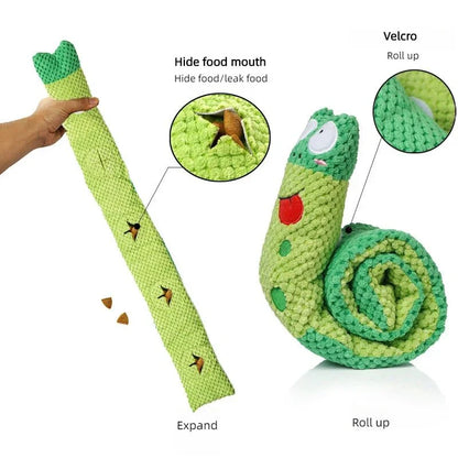 Interactive Snail Dog Puzzle Feeder | Hide Treats and Squeak Toy