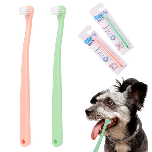 2 Pack Dog Toothbrush Pet Toothbrush Cat Tooth Brush Puppy Toothbrush Mini Head Soft Dog Tooth Brush Deep Clean Kit Portable Travel Friendly and Easy to Use for Puppy Kitten Small Dog & Cat