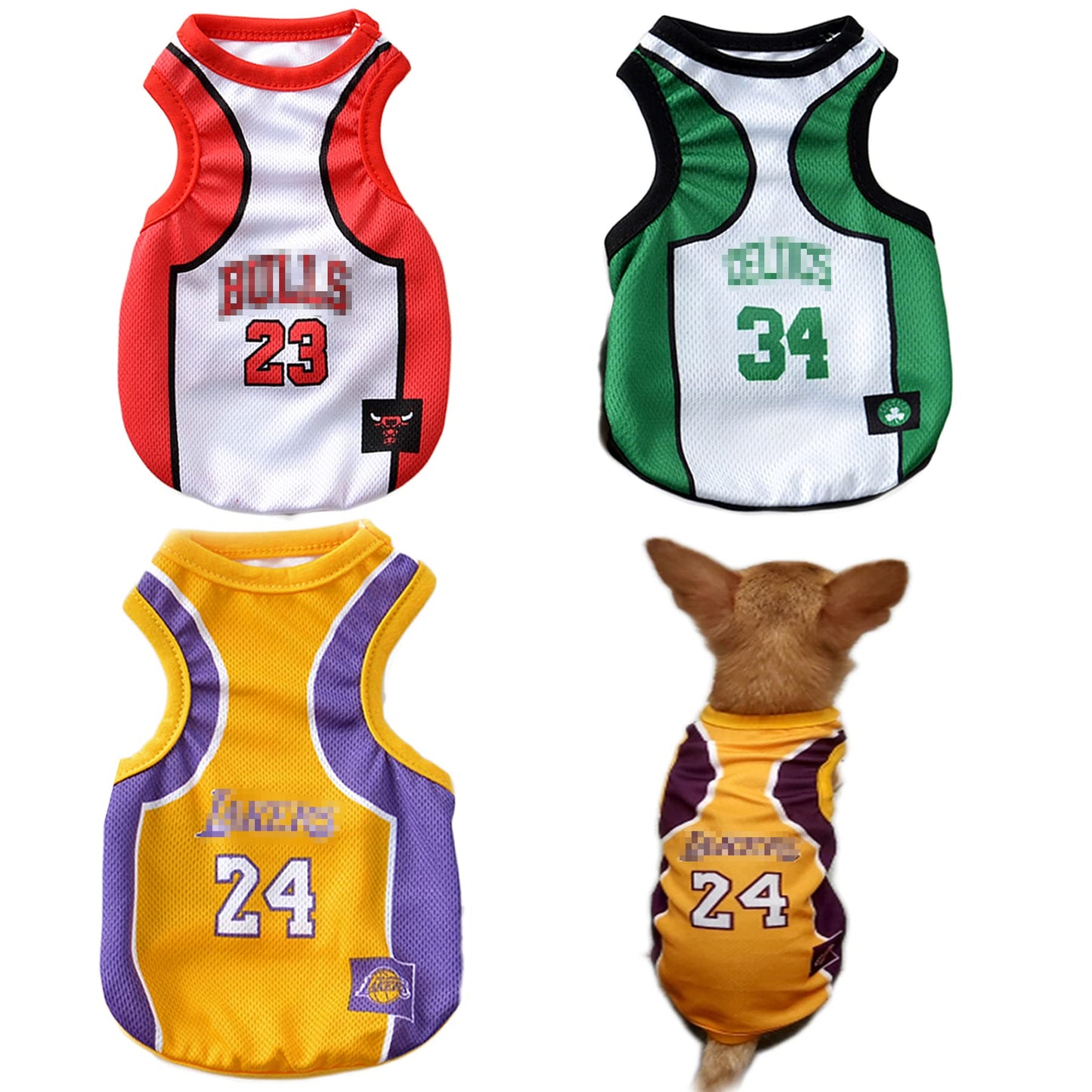 3Pack Dog Clothes for Small Dog Girl Puppy Clothes for Chihuahua Yorkies Bulldog Clothes for Medium Dogs Boy Basketball Jersey Pet Outfits Dog Shirt Apparel Accessories (5XL)