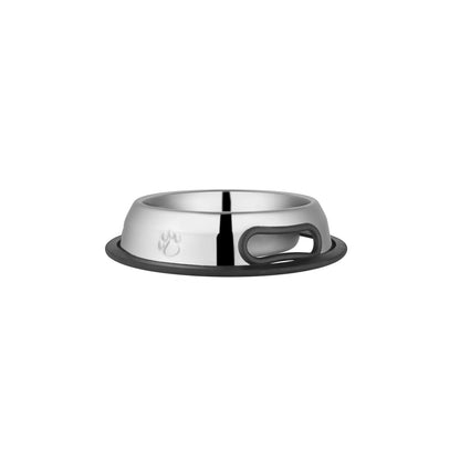 Jeffers Pet Embossed No-Tip Anti-Skid Stainless Steel Pet Bowls for Dogs, Cats, Puppies, Kittens – Rubber Base, Food & Water Feeding Dish for Home, Travel, Camping, Kennel