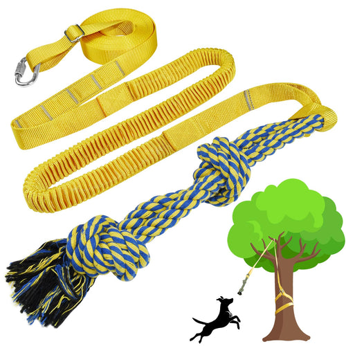 SYOOY Dog Bungee Tug Toy Dog Toy Hanging from Tree Durable Interactive Dog Rope Toy with Chew Lure Toys Outdoor Tether Tug of War for Small Medium Large Dogs to Exercise Solo Play
