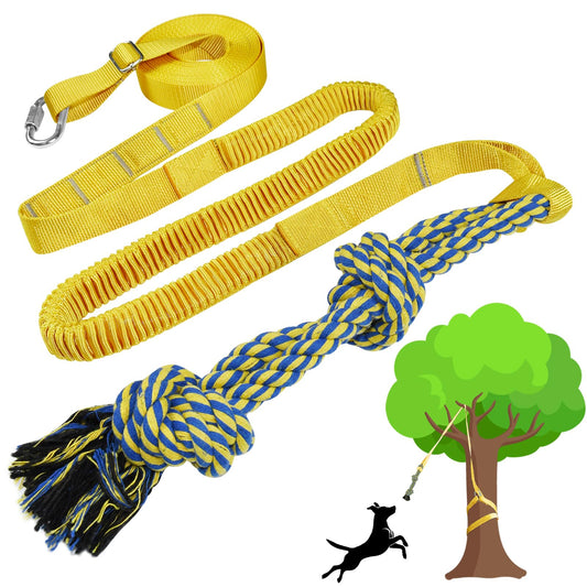 SYOOY Dog Bungee Tug Toy Dog Toy Hanging from Tree Durable Interactive Dog Rope Toy with Chew Lure Toys Outdoor Tether Tug of War for Small Medium Large Dogs to Exercise Solo Play