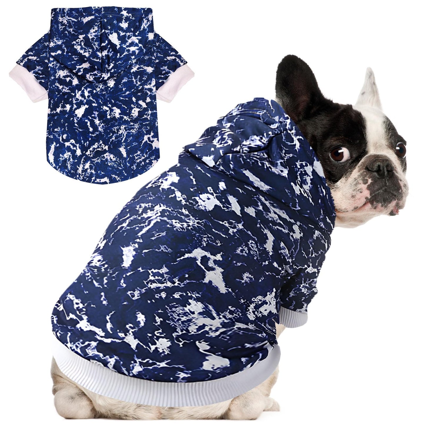 BAEJMJK Dog Tie Dye Hoodie for Medium Large Dogs Soft Dog Sweater Hoodie Pet Clothes Sweatshirt Dog Hooded Outfits (Dark BlueXX-Large)
