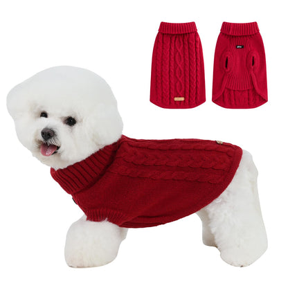 PINA Dog Sweater Turtleneck Dog Sweater Classic Cable Knit Dog Pullover Sweater Classic Warm Windproof Puppy Sweater Winter Clothes for Small Medium Large Dogs